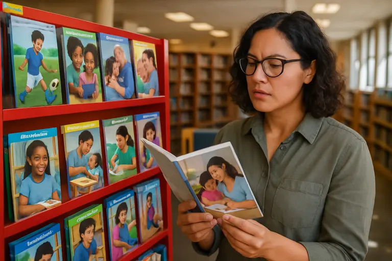 Several early reader books arranged on a table for review