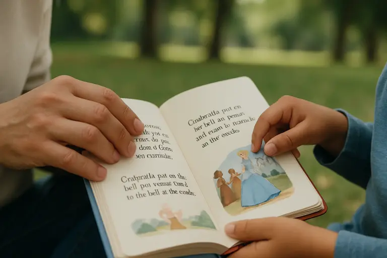 Educator taking notes while a child retells a story